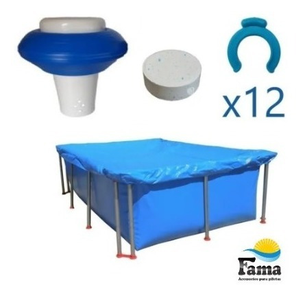 Cubre Pileta Fama 2,80 X 1,80 Mt+boya Satelital+cloro+gancho