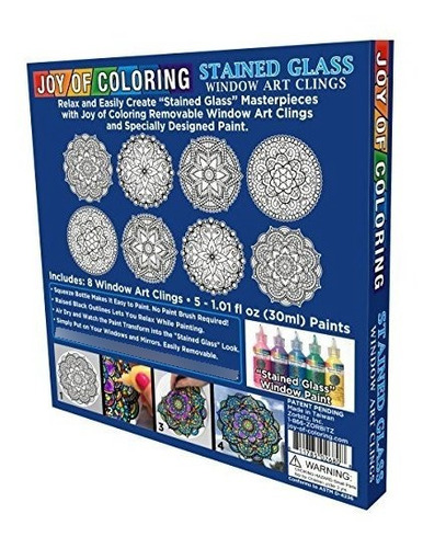 Joy Of Coloring Zorbitz, Vitral Art Arting Kit Diy, 8 Clings