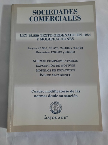 Sociedades Comerciales  Ley 19550 Edit Lajouane