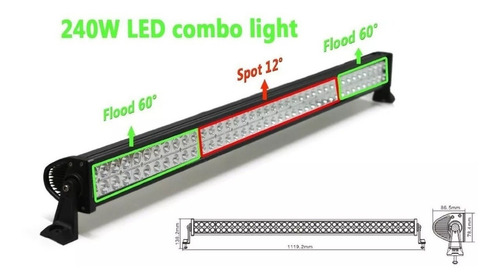 Imagen 3 de 6 de Faro Led Cree Barra 240w 80 Led 41 Pulgadas Jeep 4x4 Off Roa