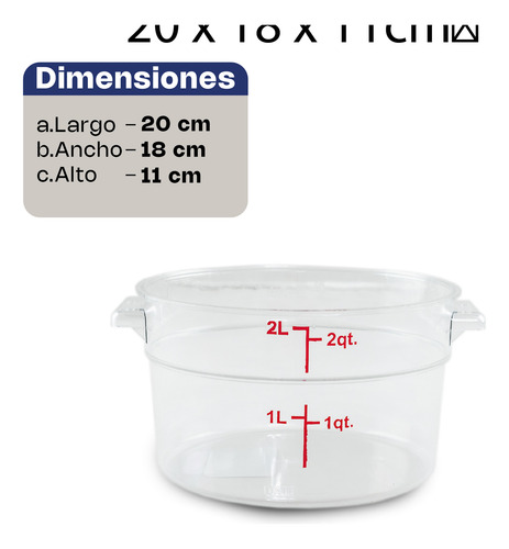 Recipiente De Policarbonato Redondo 2qt Con Tapa Caledonia