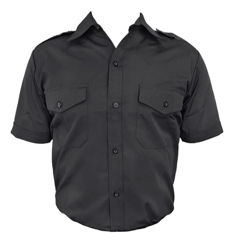 Camisa Ripstop Manga Corta Negro Uniforme Policia