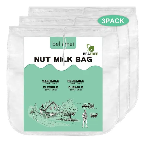 Bellamei 3 Pack 14 X14 Nut Milk Bag Extra Large Reusable Fo