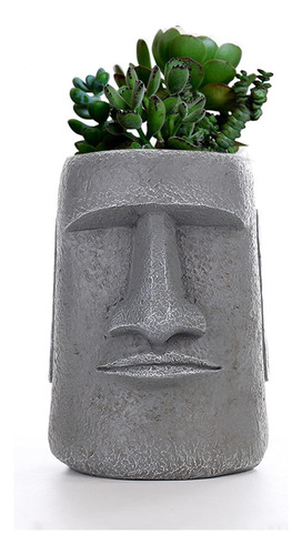 Maceta Para Suculenta Estatua Cabeza Moai Isla Pascua Cara