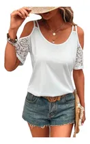 Comprar Blusa Con Encaje Amplia Hombros Descubiertas Modal Y Encaje