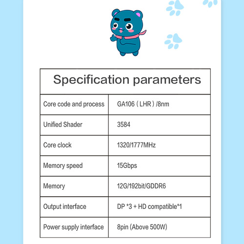 Tarjeta Gráfica 12 G/192 Bits/gddr6 Ma 15 Gbps Yeston Speed