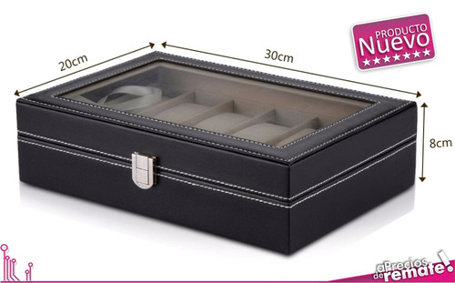 ¡ Estuche De Lujo Caja Organizadora Para 12 Relojes Negro !!