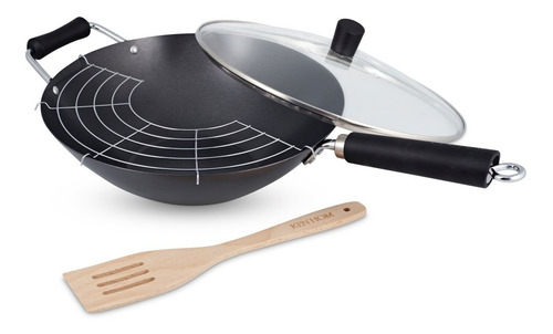 Imagen 1 de 8 de Wok Con Tapa 31cm, Rejilla Y Espátula Ken Hom
