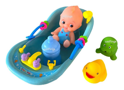 Muñeco Bebe Con Bañadera Y Accesorios Baño Bath Friend Pato