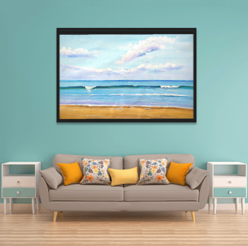 Cuadros Playas Mar Turquesa 70x110 Pintado A Mano