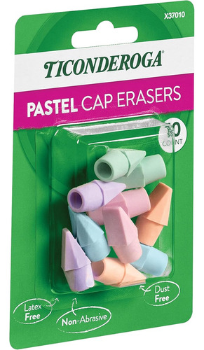 Ticonderoga Gomas De Borrar, Colores Pastel Variados, 10 Pz Pastel