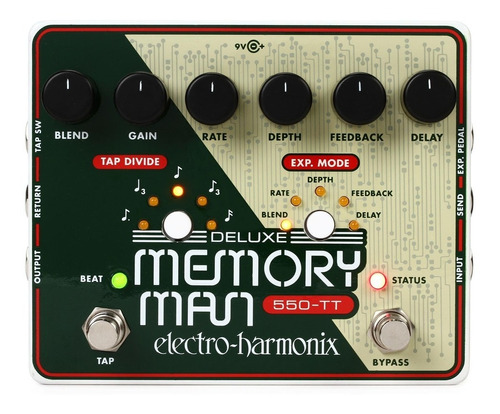 Pedal Electro-harmonix Deluxe Memory Man W/tap 550 Color Verde/Beige