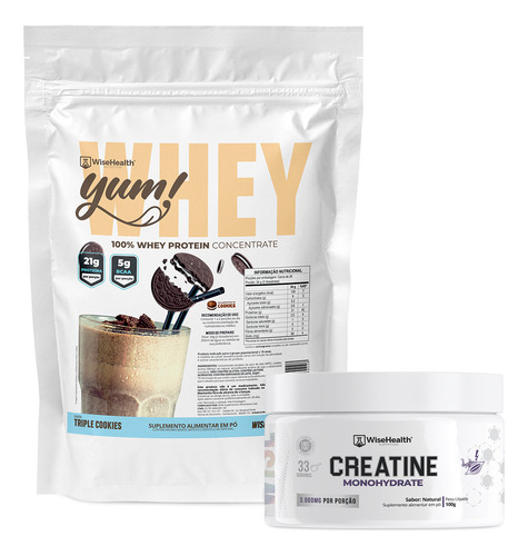 Kit Creatina 100g + Yum! Whey Triple Cookies 900g - Wise