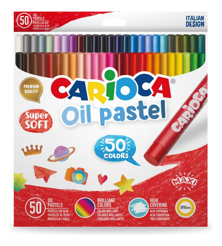 Lápices Pastel Graso 50 Colores Carioca