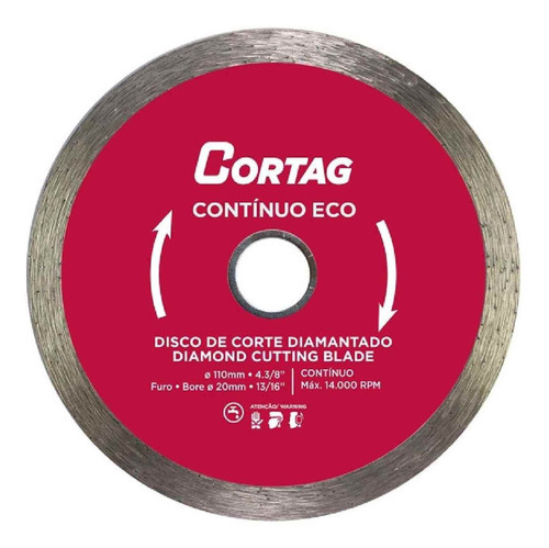  Cortag Disco De Corte Diamantado Cerâmica 110mm Continuo Eco