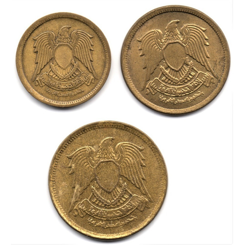 Egipto 5 Y 10 Milliemes 1973 Y 2 Piastras 1980