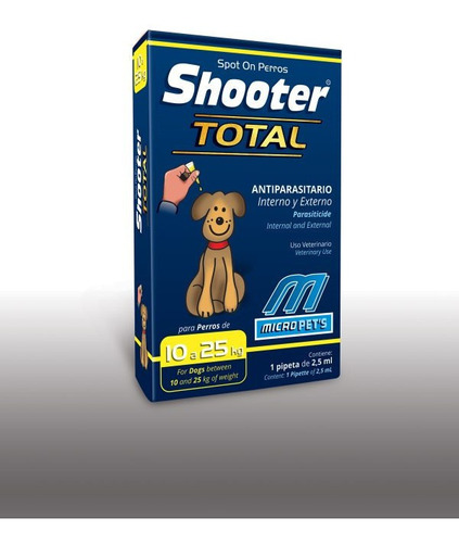 Pipeta Antipulgas Shooter Total Interna Externa Perro 10a25k