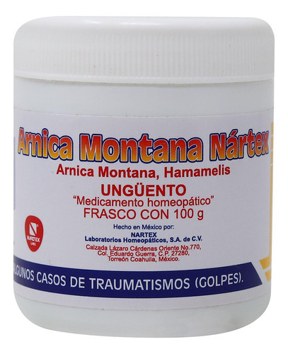  Árinica Montana Nartex, Con Hamamelis, Frasco Con 100 G