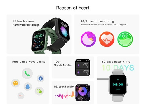 1.83 Reloj Inteligente Deportivo Llamadas Smartwatch Ip67