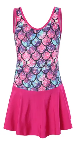 . Traje De Baño For Niña Una Pieza De Sirena Con Gorra 6pcs