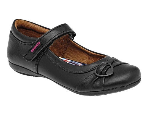 Zapato Escolar Niña Coqueta 55900 Negro Piel Moño 21.5 Al 26