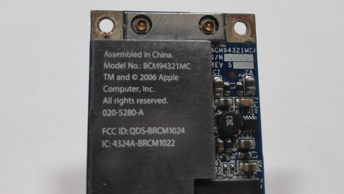 Imagen 5 de 5 de Tarjeta Wifi Apple Bcm94321mc Dual Band