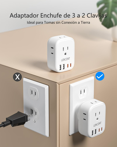 Adaptador Enchufe Tipo A Con 4 Salidas Ca Y 4 Usb