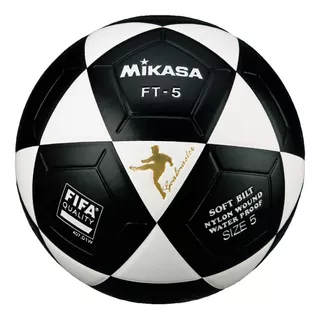 Pelota de fútbol Mikasa FT-5 nº 5 color negro y blanco