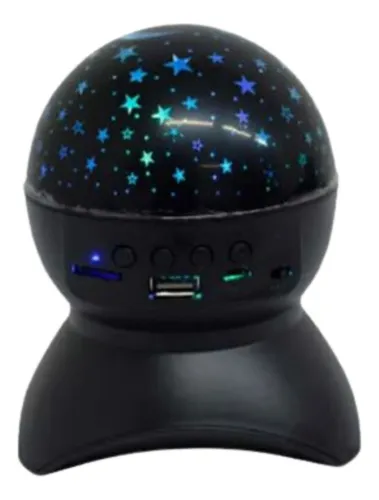 Lampara Parlante Usb Proyección Rotatoria Luz Estrellas