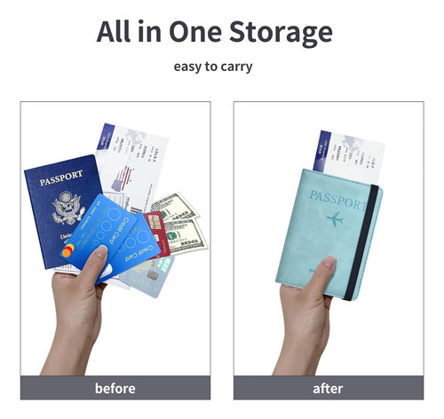 2 Porta Pasaporte Documentos Funda Protectora Viaje Con Rfid