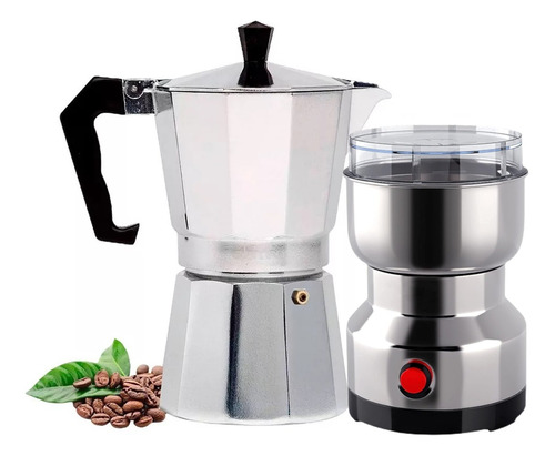 Moledor Electrico + Cafetera Italiana Inoxidable 6taza Greca