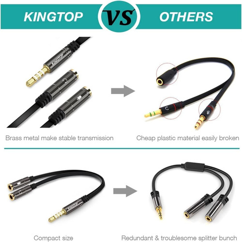 Kingtop Cable Adaptador D Audio De 3.5mm Macho A Dos Hembras