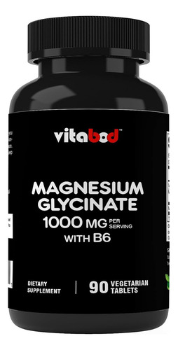 Glicinato De Magnesio Puro 1300mg Quelatado & B6 90tabs #1 Sabor Sin Sabor