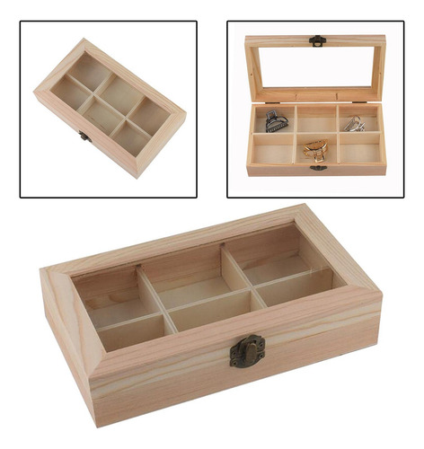 Caja Expositora De Almacenamiento Con 6 Compartimentos, Made