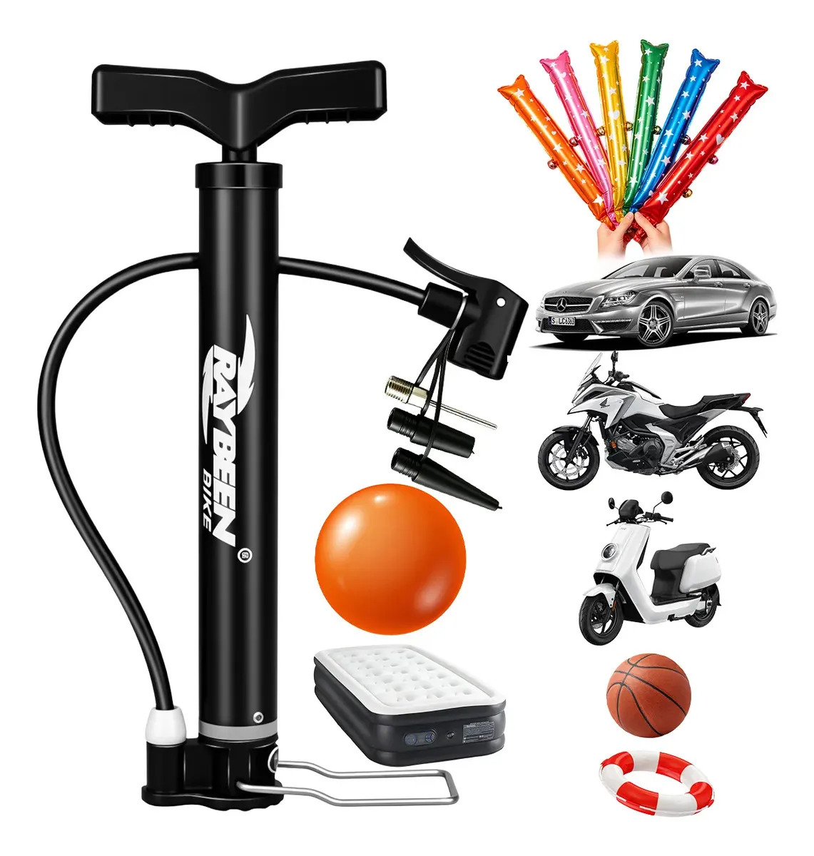 Bomba De Aire Manual Para Pelotas, Bicicletas 120ps Negro