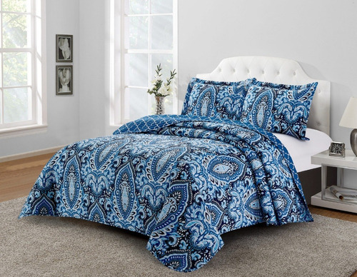 Imagen 5 de 6 de Cubrecama Quilt Cover Reversible +fundas Queen Calgary D4