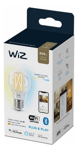 Imagen 2 de 8 de Wiz Filamento Transparente A60 Cálido/frio E27 Wifi Matter