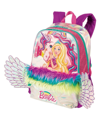 Mochila Escolar Feminina Barbie Dreamtopia Sestini Cor Violeta