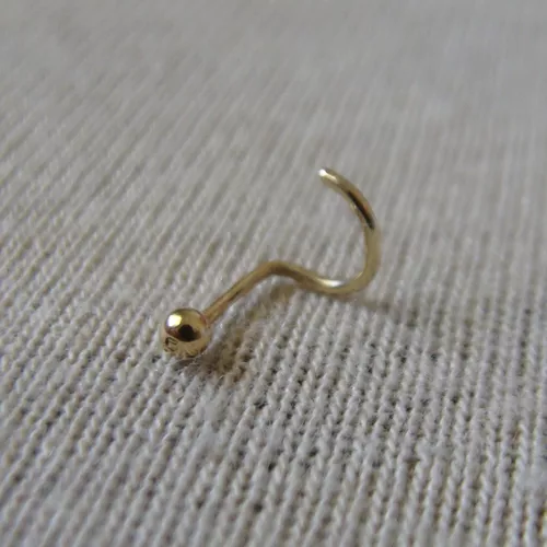 Piercing Sobrancelha em Ouro 18k Pino Curvado Bolinha