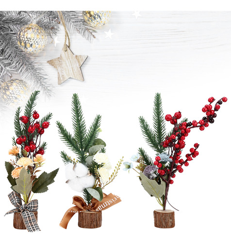 Christmas Crafts, Juego De 3 Piezas, Miniárbol De Escritorio