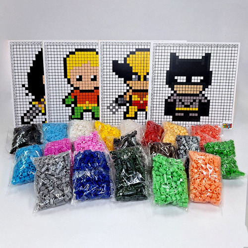 Kit Plantillas Heroes Dc Pixel Art 5mm Midi Con Accesorios Color A Diámetro 5 Mm Largo 5 Mm