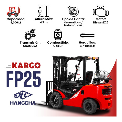 Nuevo Montacargas 5000 Lb Hangcha Gas Lp Motor K25 Garantía