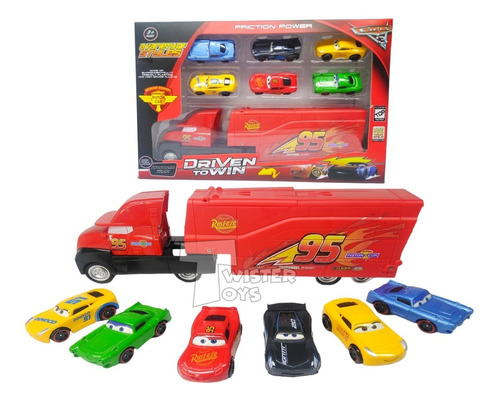 Cars Rayo Mcqueen Mula Camion Mack + 6 Carros Metalicos 