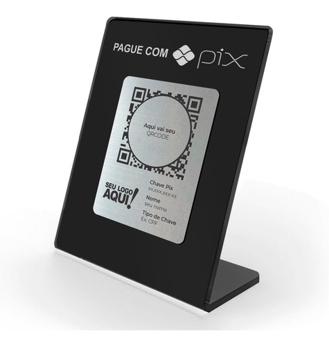 Placa Acrílico Preto C/ Prata Pix, Whatsapp, Google, Wifi