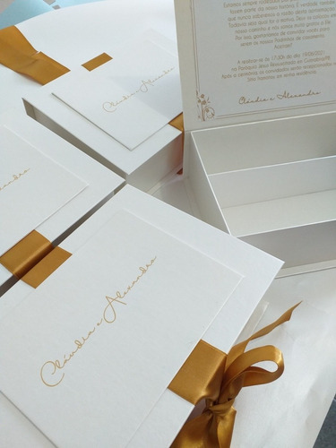 Imagem 2 de 3 de 16 Convite Padrinhos De Casamento Em Cartonagem