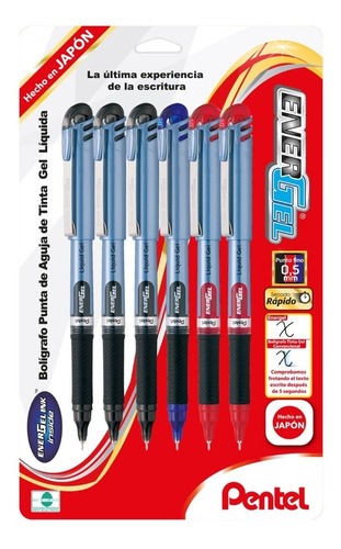 Bolígrafo Pentel Energel Bln15bp6 Tinta Gel Líquida 0.5mm 6u