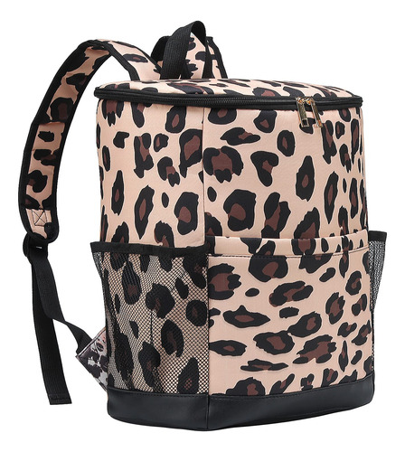 Mochila Enfriadora Para Mujer Diseño Leopardo Pruea Fuga Ma