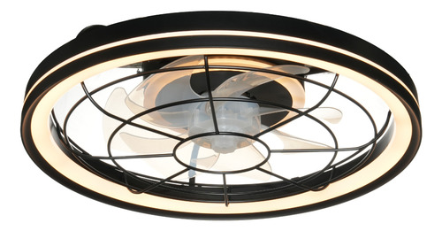 Ventilador De Teto Luminária Led Preto 3 Cores Com Controle