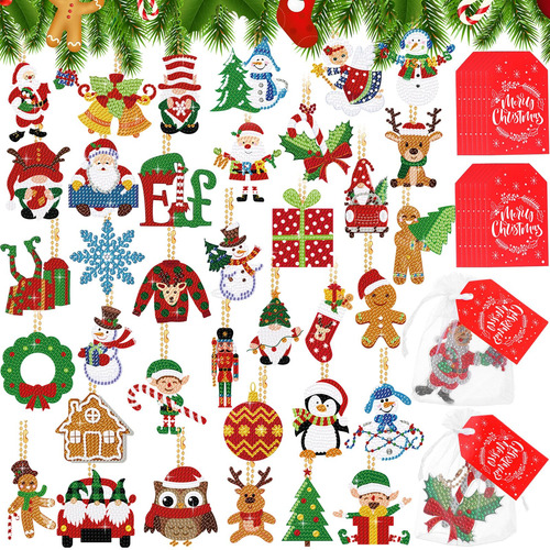 Kit De 108 Llaveros De Arte Navideño Con Pintura De Diamant