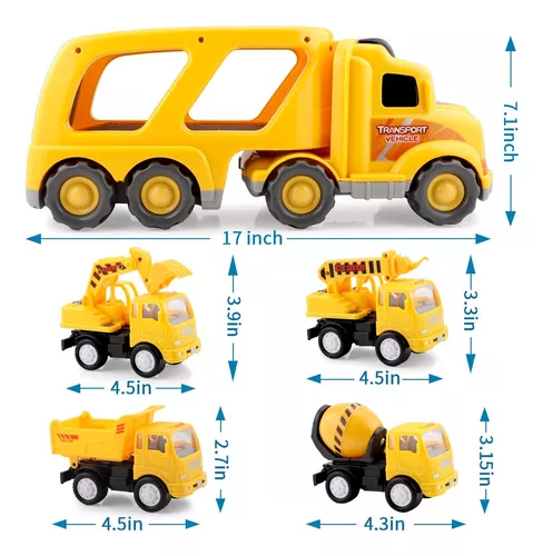 Camión de construcción Juguetes para niños pequeños: Juguetes para niños de  2, 3, 4 años, 5 en 1, juguetes portadores para niños de 2 a 3 años, 2 a 4